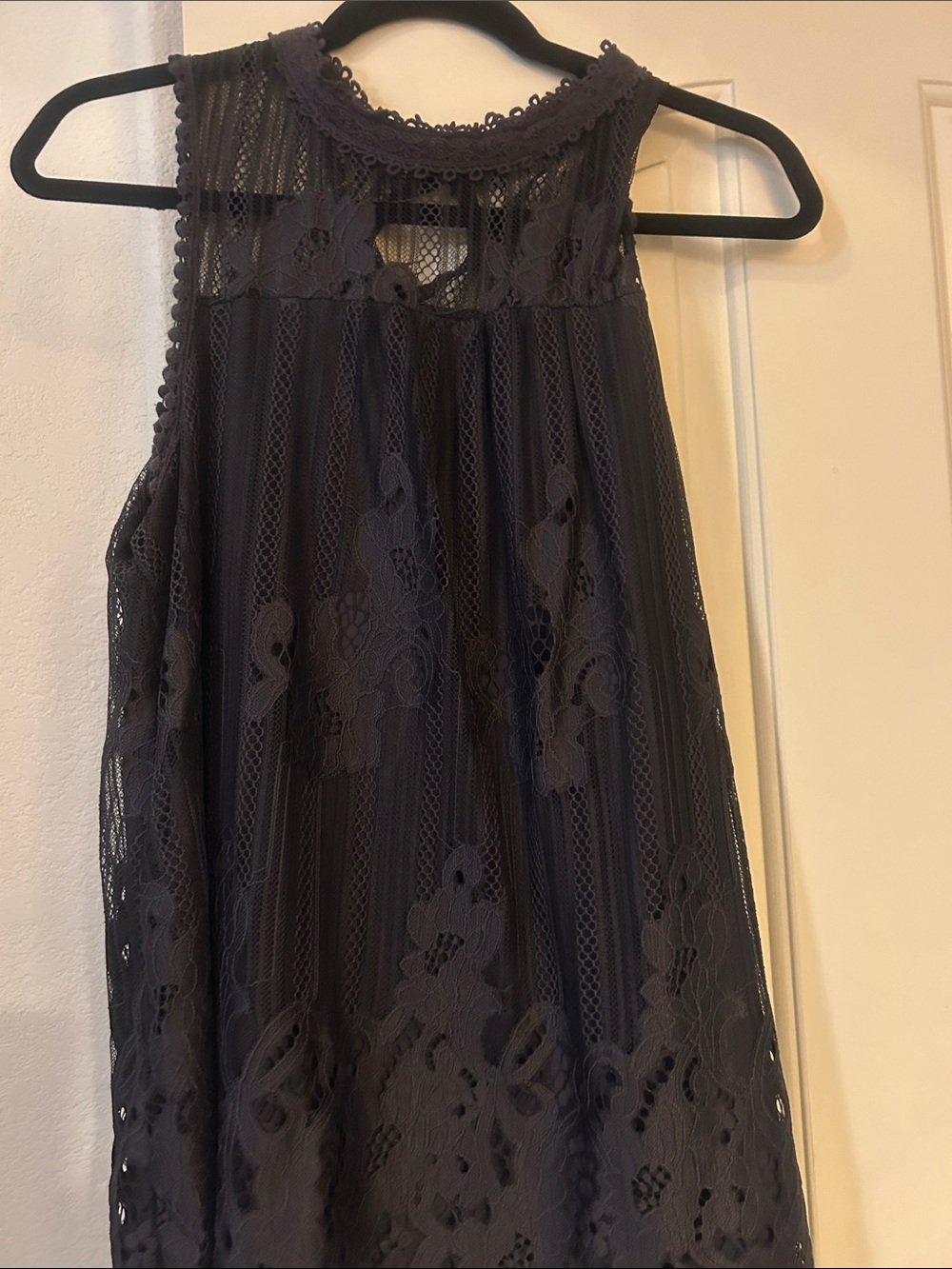 Taylor & Sage Sleeveless Lace Overlay Camisole - Charcoal Gray